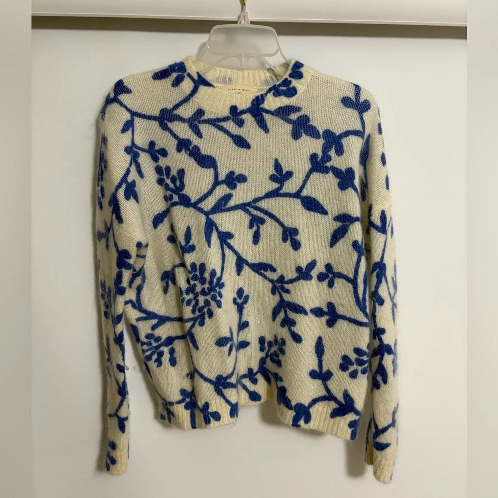 Sezane Pelagie Jumper Ecru/ Blue Floral - Size S - Picture 2 of 7